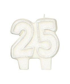 Silver Glitter Numeral '25' Cake Candle