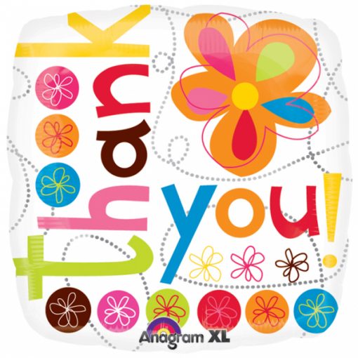 18" Thank You Colourful Flowers Foil