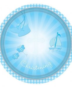 Christening Blue Booties Paper Plates