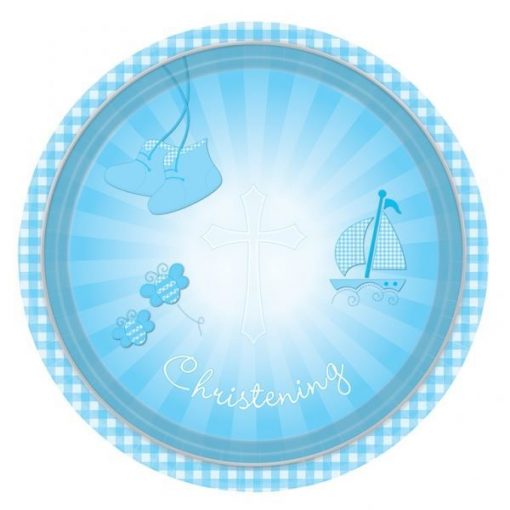 Christening Blue Booties Paper Plates