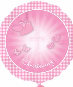 18" Christening Booties Pink Foil