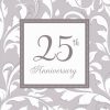 Silver Elegant Scroll 25th Anniversary Luncheon Napkins