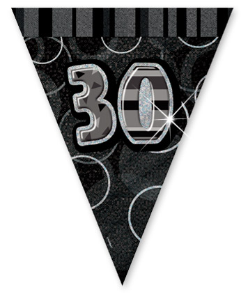 Black/Silver Age 30 Prism Pennant Banner
