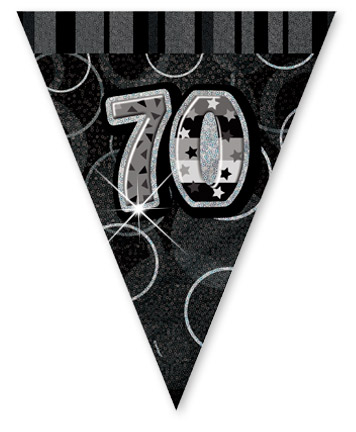 Black/Silver Age 70 Prism Pennant Banner
