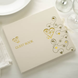 Guest Book Gold Hearts