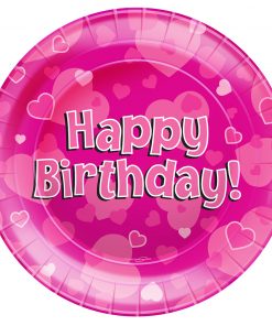 Happy Birthday Pink Party Plates
