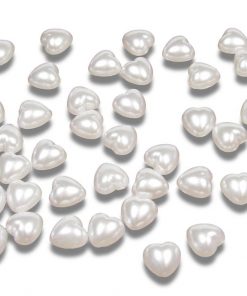 White Pearlised Flat Heart Shaped Beads