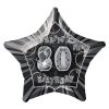 20" Black/Silver Star Happy 80th Birthday Prism Foil