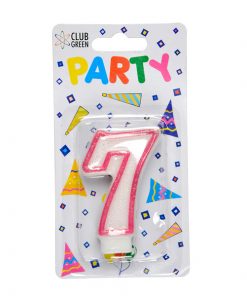 Party Candle - Number 7 Pink