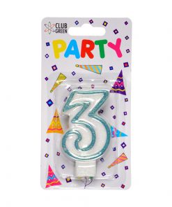 Party Candle - Number 3 Blue