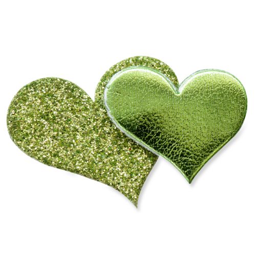 Self Adhesive Lime Glitter Double Heart