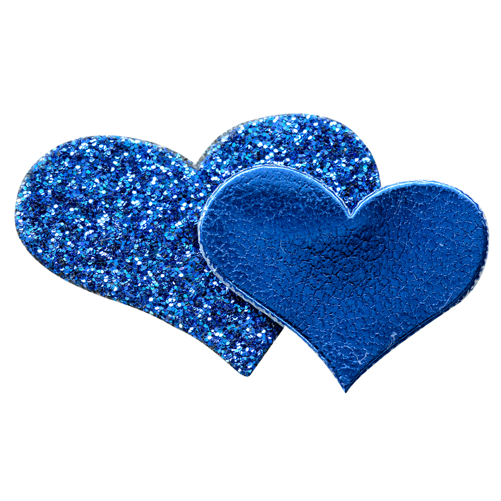 Self Adhesive Royal Blue Glitter Double Heart Sittingbourne Balloons