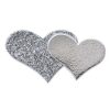 Self Adhesive Silver Glitter Double Heart