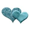 Self Adhesive Turquoise Glitter Double Heart