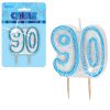 Blue Glitter Numeral '90' Birthday Candle