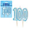 Blue Glitter Numeral '100' Birthday Candle