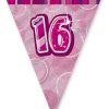 Pink Age "16" Prism Pennant Banner