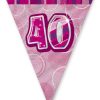 Pink Age "40" Prism Pennant Banner