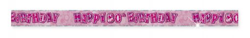 Pink 80th Birthday Prism Banner