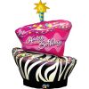 Birthday Funky Zebra Stripe Cake Shape Foil