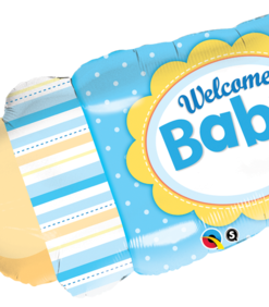 39" Welcome Baby Bottle Blue Foil