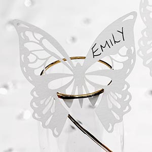Butterfly Laser Cut Place Cards for Glass White
