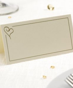Contemporary Heart Place Cards - Ivory/Gold