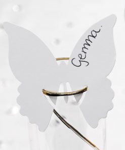 Butterfly Place Cards For Glass White