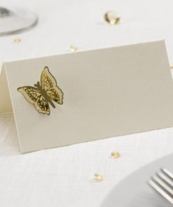 Elegant Butterfly 3D Place Cards Ivory/Gold