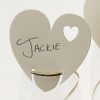 Contemporary Heart Place Cards on Glass Ivory