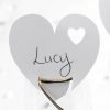 Contemporary Heart Place Cards on Glass White