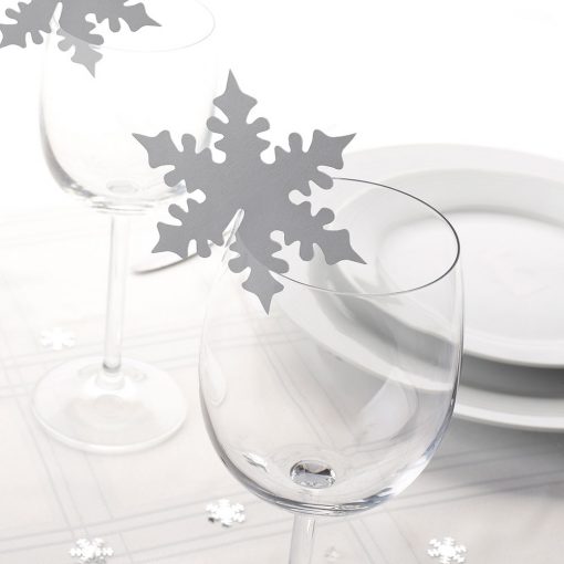 Shimmering Snowflake Place Cards For Glass - Silver