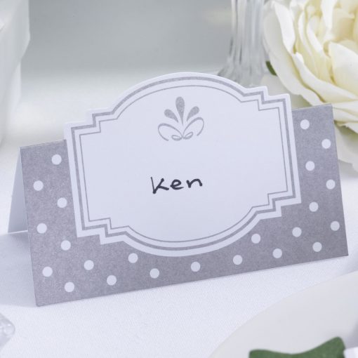 Chic Boutique Place Cards White & Silver