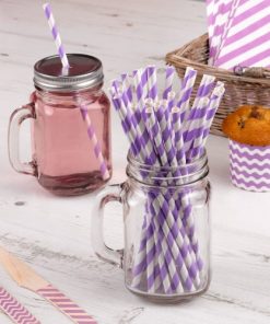 Carnival Paper Straws Purple Stripes