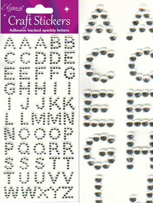 Eleganza Craft Stickers Alphabet Clear Silver