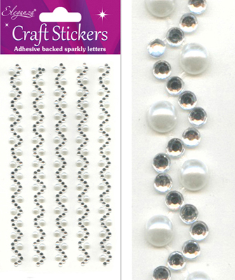 Eleganza Craft Stickers Diamante Pearl Wave