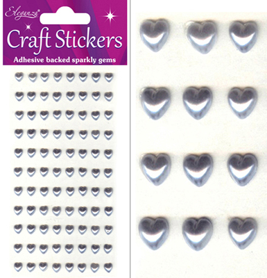 Eleganza Craft Stickers Pearl Hearts Silver