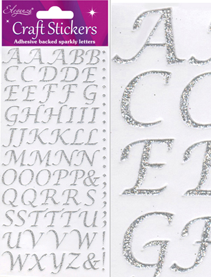 Eleganza Craft Stickers Stylised Alphabet Set Silver