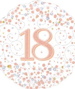 18th Sparkling Fizz Birthday White and Rose Gold Holographic