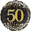50th Sparkling Fizz Birthday Black & Gold Holographic Foil