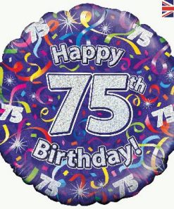 18" Happy 75th Birthday Streamers Holographic Foil