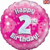 18" Happy 2nd Birthday Pink Foil