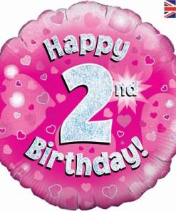 18" Happy 2nd Birthday Pink Foil