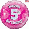 18" Happy 5th Birthday Pink Foil