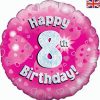 18" Happy 8th Birthday Pink Foil