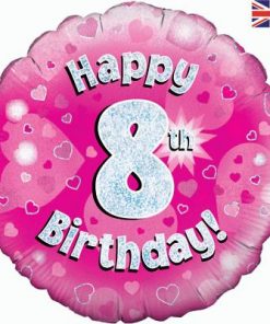 18" Happy 8th Birthday Pink Foil