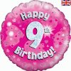 18" Happy 9th Birthday Pink Foil