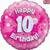 18" Happy 10th Birthday Pink Foil