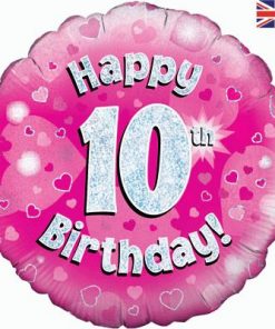 18" Happy 10th Birthday Pink Foil