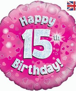18" Happy 15th Birthday Pink Foil